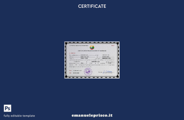 modello PSD di certificato di matrimonio del Laos in stile verificato
